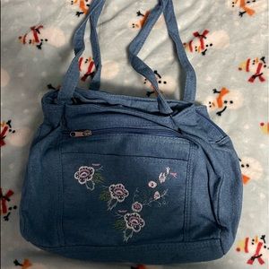 Denim floral purse